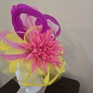Chic Pink and Yellow Derby Fascinator